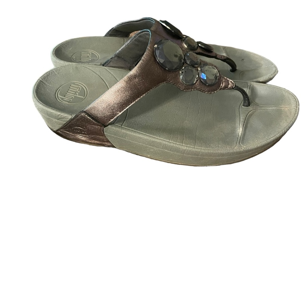 Fitflop Thong Sandals Brown with Bling Size 7 - Picture 4 of 9